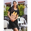 Ekouaer Nightgowns for Women 2 Pack Night Gowns Short Sleeve Sleepshirts Pullover Nightshirts Soft Sleepwear(Black/Navy Blue)