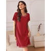 Ekouaer Nightgowns for Women 2 Pack Night Gowns Short Sleeve Sleepshirts Pullover Nightshirts Soft Sleepwear(Black/Wine Red)