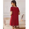 Ekouaer Nightgowns for Women 2 Pack Night Gowns Short Sleeve Sleepshirts Pullover Nightshirts Soft Sleepwear(Black/Wine Red)