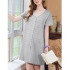 Ekouaer Nightgowns for Women 3 Pack Sleep Shirts Button Down Pajama Dress Short Sleeve Nightshirt Sleepwear Nightdress(Black/Grey/Grey Stripe)