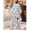 Ekouaer Nightgowns for Women 3 Pack Sleep Shirts Button Down Pajama Dress Short Sleeve Nightshirt Sleepwear Nightdress(Black/Grey/Light Grey Star)