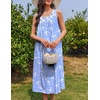 Ekouaer Nightgowns for Women Cotton Long Night Gown Sleeveless Sleep Dress Victorian Nightdress Ladies Sleepwear(Blue White Birds)
