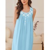 Ekouaer Nightgowns for Women Cotton Long Night Gown Sleeveless Sleep Dress Victorian Nightdress Ladies Sleepwear(Cyan)