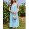 Ekouaer Nightgowns for Women Cotton Long Night Gown Sleeveless Sleep Dress Victorian Nightdress Ladies Sleepwear(Cyan)