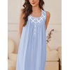 Ekouaer Nightgowns for Women Cotton Long Night Gown Sleeveless Sleep Dress Victorian Nightdress Ladies Sleepwear(Light Blue)