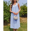 Ekouaer Nightgowns for Women Cotton Long Night Gown Sleeveless Sleep Dress Victorian Nightdress Ladies Sleepwear(Light Blue)