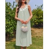 Ekouaer Nightgowns for Women Cotton Long Night Gown Sleeveless Sleep Dress Victorian Nightdress Ladies Sleepwear(Light Green)