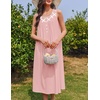 Ekouaer Nightgowns for Women Cotton Long Night Gown Sleeveless Sleep Dress Victorian Nightdress Ladies Sleepwear(Light Pink)