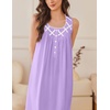 Ekouaer Nightgowns for Women Cotton Long Night Gown Sleeveless Sleep Dress Victorian Nightdress Ladies Sleepwear(Light Purple)
