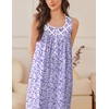 Ekouaer Nightgowns for Women Cotton Long Night Gown Sleeveless Sleep Dress Victorian Nightdress Ladies Sleepwear(Purple Abstract Dots)