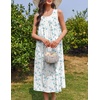 Ekouaer Nightgowns for Women Cotton Long Night Gown Sleeveless Sleep Dress Victorian Nightdress Ladies Sleepwear(White Blue Florals)