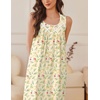 Ekouaer Nightgowns for Women Cotton Long Night Gown Sleeveless Sleep Dress Victorian Nightdress Ladies Sleepwear(Yellow Green Leaf)