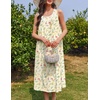 Ekouaer Nightgowns for Women Cotton Long Night Gown Sleeveless Sleep Dress Victorian Nightdress Ladies Sleepwear(Yellow Green Leaf)