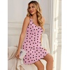 Ekouaer Nightgowns for Women Sexy Sleep Shirts Sleeveless Sleep Dress V Neck Night Shirts Pleated Chemise(Black Heart)