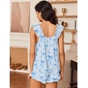 Ekouaer Pajama for Women Set 2 Piece Ruffle Pjs Soft Tank Top and Shorts Sleepwear Set Bridal Pajama Set for Women(Blue Bow Stars)