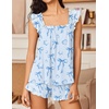 Ekouaer Pajama for Women Set 2 Piece Ruffle Pjs Soft Tank Top and Shorts Sleepwear Set Bridal Pajama Set for Women(Blue Bow Stars)