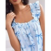 Ekouaer Pajama for Women Set 2 Piece Ruffle Pjs Soft Tank Top and Shorts Sleepwear Set Bridal Pajama Set for Women(Blue Bow Stars)