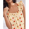 Ekouaer Pajama for Women Set 2 Piece Ruffle Pjs Soft Tank Top and Shorts Sleepwear Set Bridal Pajama Set for Women(Bow Strawberries)