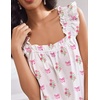 Ekouaer Pajama for Women Set 2 Piece Ruffle Pjs Soft Tank Top and Shorts Sleepwear Set Bridal Pajama Set for Women(Hearts and Bouquets)