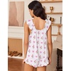 Ekouaer Pajama for Women Set 2 Piece Ruffle Pjs Soft Tank Top and Shorts Sleepwear Set Bridal Pajama Set for Women(Hearts and Bouquets)