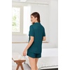 Ekouaer Pajamas for Women Set Button Up Sleepwear 2 Piece Pjs Lounge Set Short Sleeve Nightwear(Blue Green)