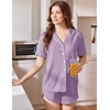 Ekouaer Pajamas for Women Set Button Up Sleepwear 2 Piece Pjs Lounge Set Short Sleeve Nightwear(Lavender)