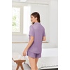 Ekouaer Pajamas for Women Set Button Up Sleepwear 2 Piece Pjs Lounge Set Short Sleeve Nightwear(Lavender)