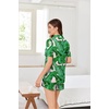 Ekouaer Pajamas for Women Set Button Up Sleepwear 2 Piece Pjs Lounge Set Short Sleeve Nightwear(Leaves)