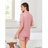 Ekouaer Pajamas for Women Set Button Up Sleepwear 2 Piece Pjs Lounge Set Short Sleeve Nightwear(Light Pink)