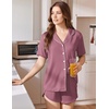 Ekouaer Pajamas for Women Set Button Up Sleepwear 2 Piece Pjs Lounge Set Short Sleeve Nightwear(Mauve)