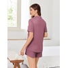 Ekouaer Pajamas for Women Set Button Up Sleepwear 2 Piece Pjs Lounge Set Short Sleeve Nightwear(Mauve)