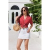 Ekouaer Pajamas for Women Set Button Up Sleepwear 2 Piece Pjs Lounge Set Short Sleeve Nightwear(Red)