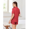 Ekouaer Pajamas for Women Set Button Up Sleepwear 2 Piece Pjs Lounge Set Short Sleeve Nightwear(Red)