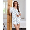 Ekouaer Pajamas for Women Set Button Up Sleepwear 2 Piece Pjs Lounge Set Short Sleeve Nightwear(Shell World)