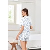 Ekouaer Pajamas for Women Set Button Up Sleepwear 2 Piece Pjs Lounge Set Short Sleeve Nightwear(Shell World)
