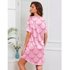 Ekouaer Satin Nightgowns for Women Silk Short Sleeve Nightshirt Silky T shirt Night Gown V Neck Sleepshirt Loose Sleepwear(Butterfly Deep Pink)