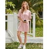 Ekouaer Satin Nightgowns for Women Silk Short Sleeve Nightshirt Silky T shirt Night Gown V Neck Sleepshirt Loose Sleepwear(Champagne)