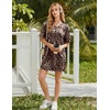 Ekouaer Satin Nightgowns for Women Silk Short Sleeve Nightshirt Silky T shirt Night Gown V Neck Sleepshirt Loose Sleepwear(Leopard)