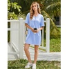 Ekouaer Satin Nightgowns for Women Silk Short Sleeve Nightshirt Silky T shirt Night Gown V Neck Sleepshirt Loose Sleepwear(Light Blue)