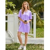 Ekouaer Satin Nightgowns for Women Silk Short Sleeve Nightshirt Silky T shirt Night Gown V Neck Sleepshirt Loose Sleepwear(Lilac)