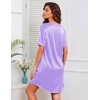 Ekouaer Satin Nightgowns for Women Silk Short Sleeve Nightshirt Silky T shirt Night Gown V Neck Sleepshirt Loose Sleepwear(Lilac)