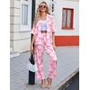 Ekouaer Silk Satin Pajamas Set Women Short Sleeve Pj Sets Button Down Sleepwear 2 Piece Soft Loungewear S-XXL(Pink Bow)