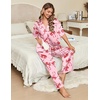 Ekouaer Silk Satin Pajamas Set Women Short Sleeve Pj Sets Button Down Sleepwear 2 Piece Soft Loungewear S-XXL(Red Bow)