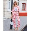 Ekouaer Silk Satin Pajamas Set Women Short Sleeve Pj Sets Button Down Sleepwear 2 Piece Soft Loungewear S-XXL(Red Bow)