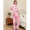 Ekouaer Silk Satin Pajamas Set Women Short Sleeve Pj Sets Button Down Sleepwear 2 Piece Soft Loungewear S-XXL(Red Bow)
