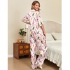 Ekouaer Silk Satin Pajamas Set Women Short Sleeve Pj Sets Button Down Sleepwear 2 Piece Soft Loungewear S-XXL(Striped Wine Bottle)