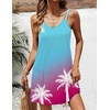 Ekouaer Swimsuit Coverup for Women Sleeveless V Neck Bathing Suit Cover Up Summer Swimwear Beach Cover Ups with Pockets(Coconut Tree Blue)