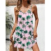 Ekouaer Swimsuit Coverup for Women Sleeveless V Neck Bathing Suit Cover Up Summer Swimwear Beach Cover Ups with Pockets(Coconut Tree Light Pink)