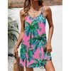 Ekouaer Swimsuit Coverup for Women Sleeveless V Neck Bathing Suit Cover Up Summer Swimwear Beach Cover Ups with Pockets(Coconut Tree Pink)