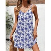 Ekouaer Swimsuit Coverup for Women Sleeveless V Neck Bathing Suit Cover Up Summer Swimwear Beach Cover Ups with Pockets(Floral Blue)